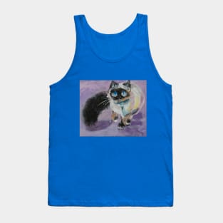 Long-haired Siamese cat Original Oil-Paint Art Tank Top